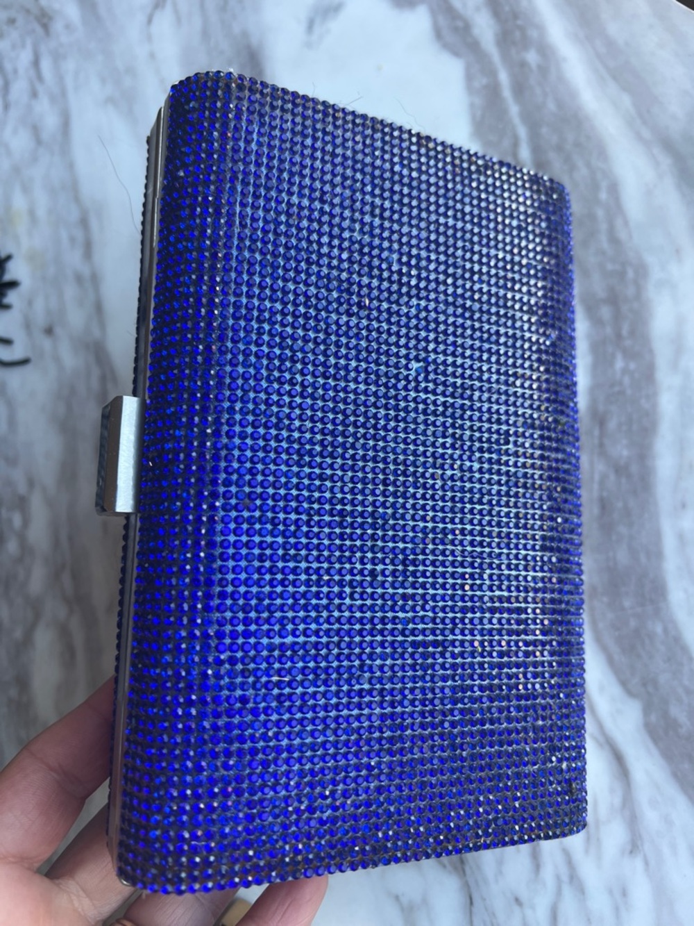 Blue Crystal Rhinestone Card Holder Wallet